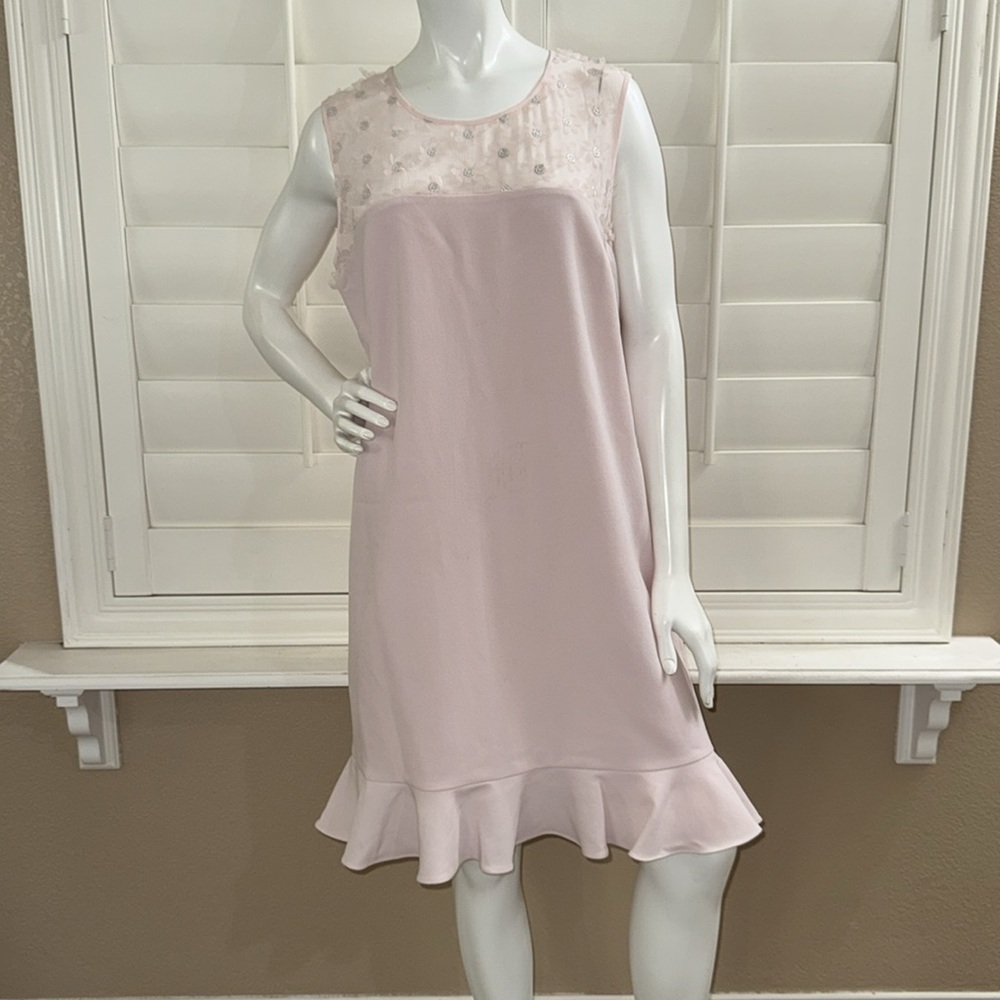 Karl Lagerfeld Floral Appliqué Dress Pink